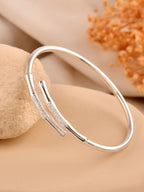 Bamboo Cross Silver Bangle