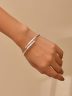 Bamboo Cross Silver Bangle